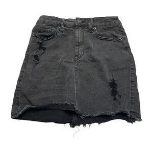 Aeropostale Straight & Pencil Skirt Women's 0 Black Denim Stretch Distressed